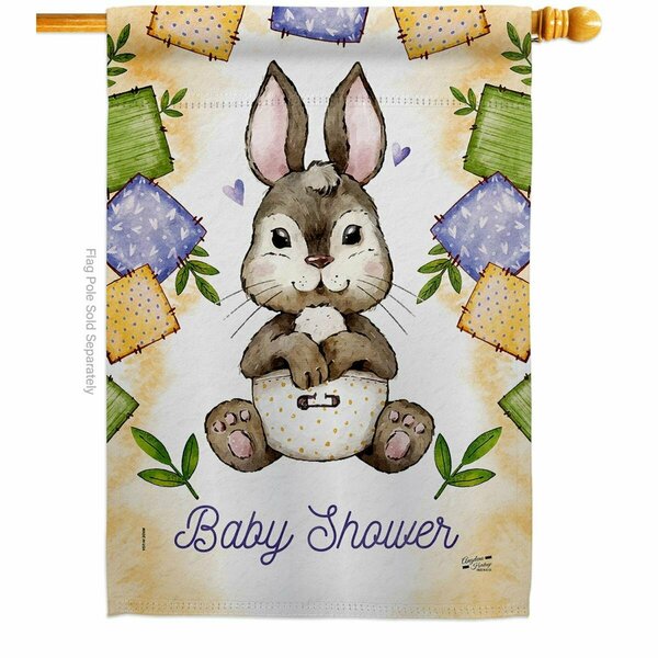 Patio Trasero Bunny Baby Shower Celebration New Born Double-Sided Garden Decorative House Flag, Multi Color PA3891063